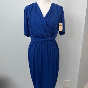 Coldwater Creek Blue Twist Tie Dress size 8 NWT